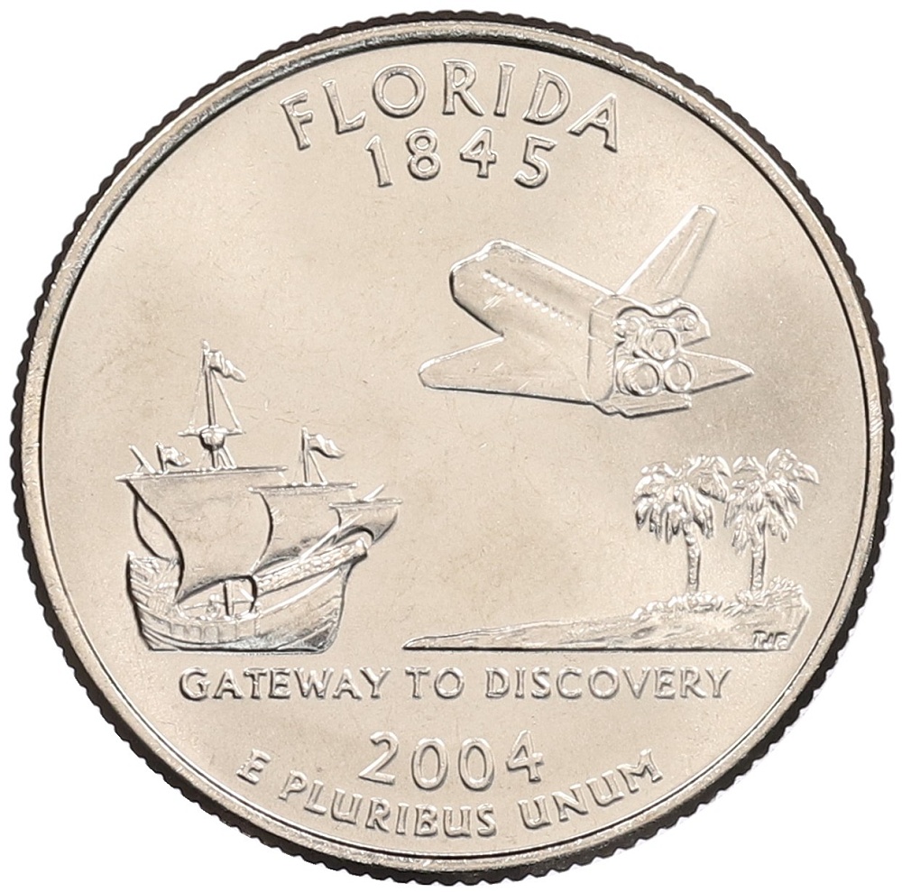 1/4 доллара (25 центов) 2004 года P США «Штаты и территории — Флорида» — Фото №1