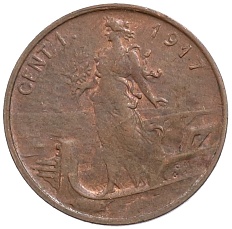 1 чентезимо 1917 года Италия — Фото №1