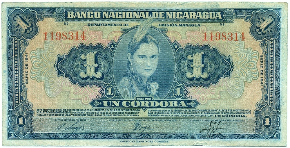 1 кордоба 1941 года Никарагуа — Фото №1