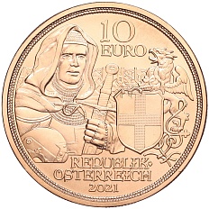 10 евро 2021 года Австрия «Рыцарские истории — Братство» — Фото №2