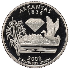1/4 доллара (25 центов) 2003 года S США «Штаты и территории — Арканзас» — Фото №1