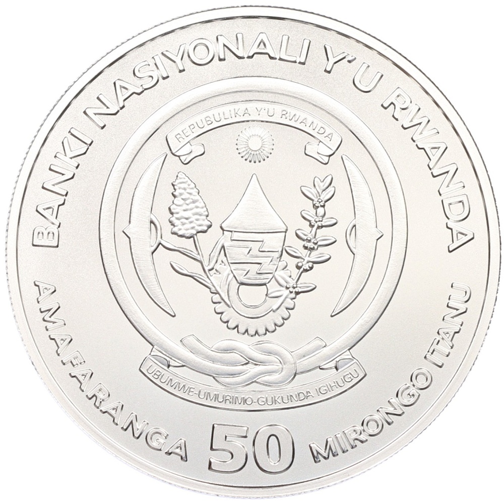 50 франков 2008 года Руанда «Африканская унция — Гориллы» — Фото №2