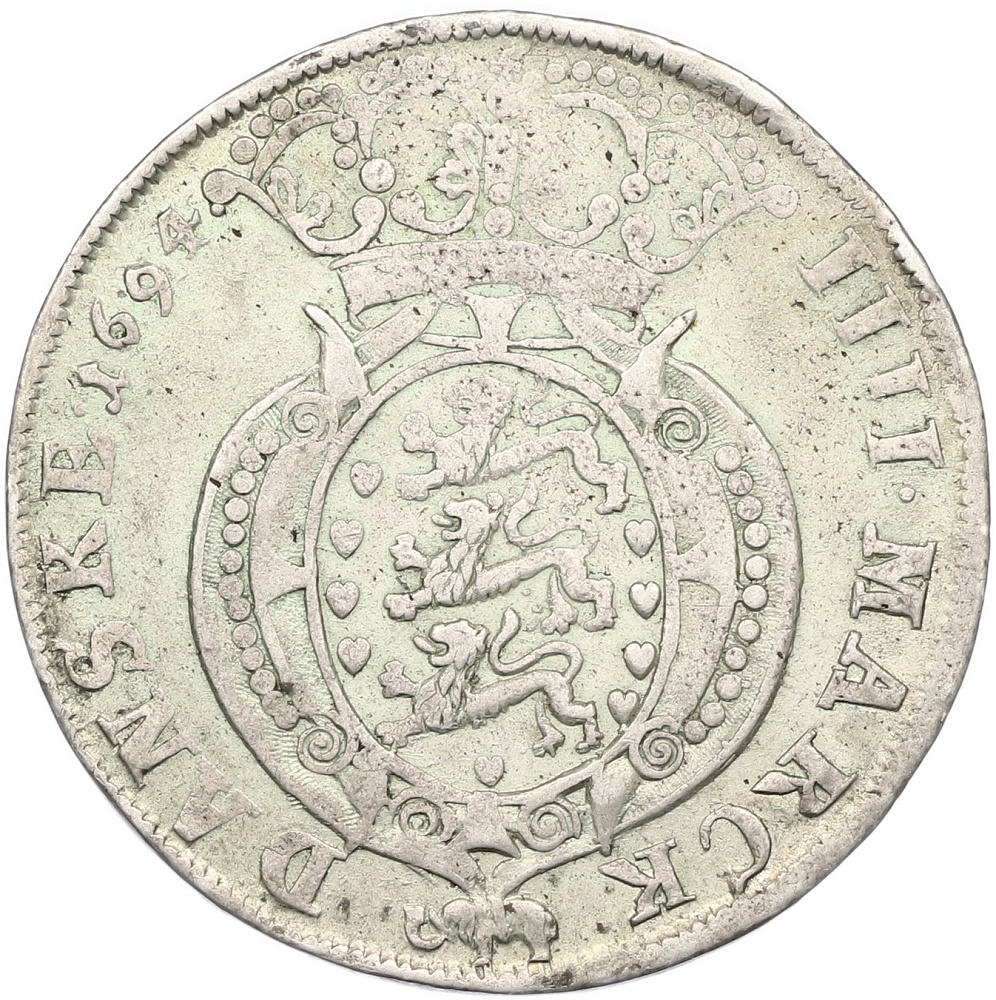 4 марки 1694 года Дания (город Глюкштадт) — Фото №1
