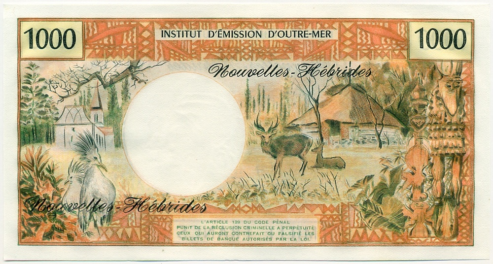 1000 франков 1979 года Новые Гебриды — Фото №2
