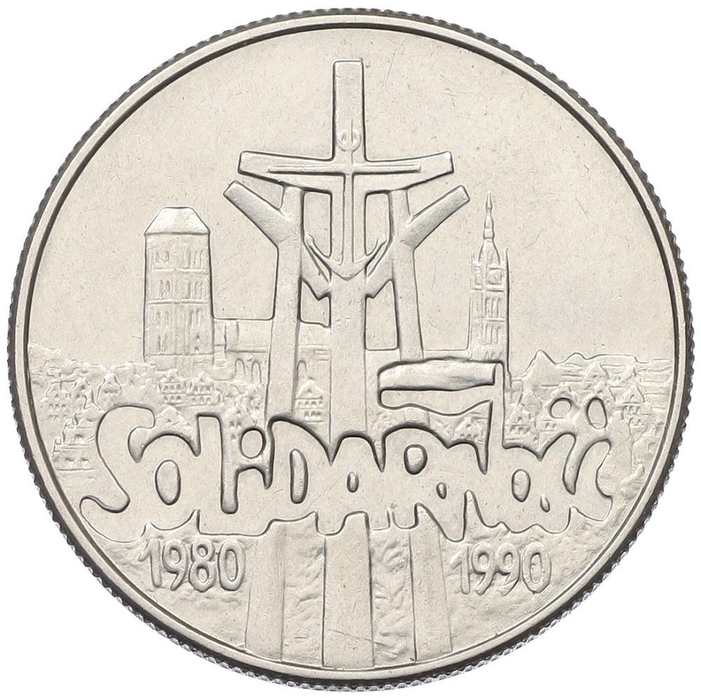 10000 злотых 1990 года Польша «10 лет профсоюзу Солидарность» — Фото №1