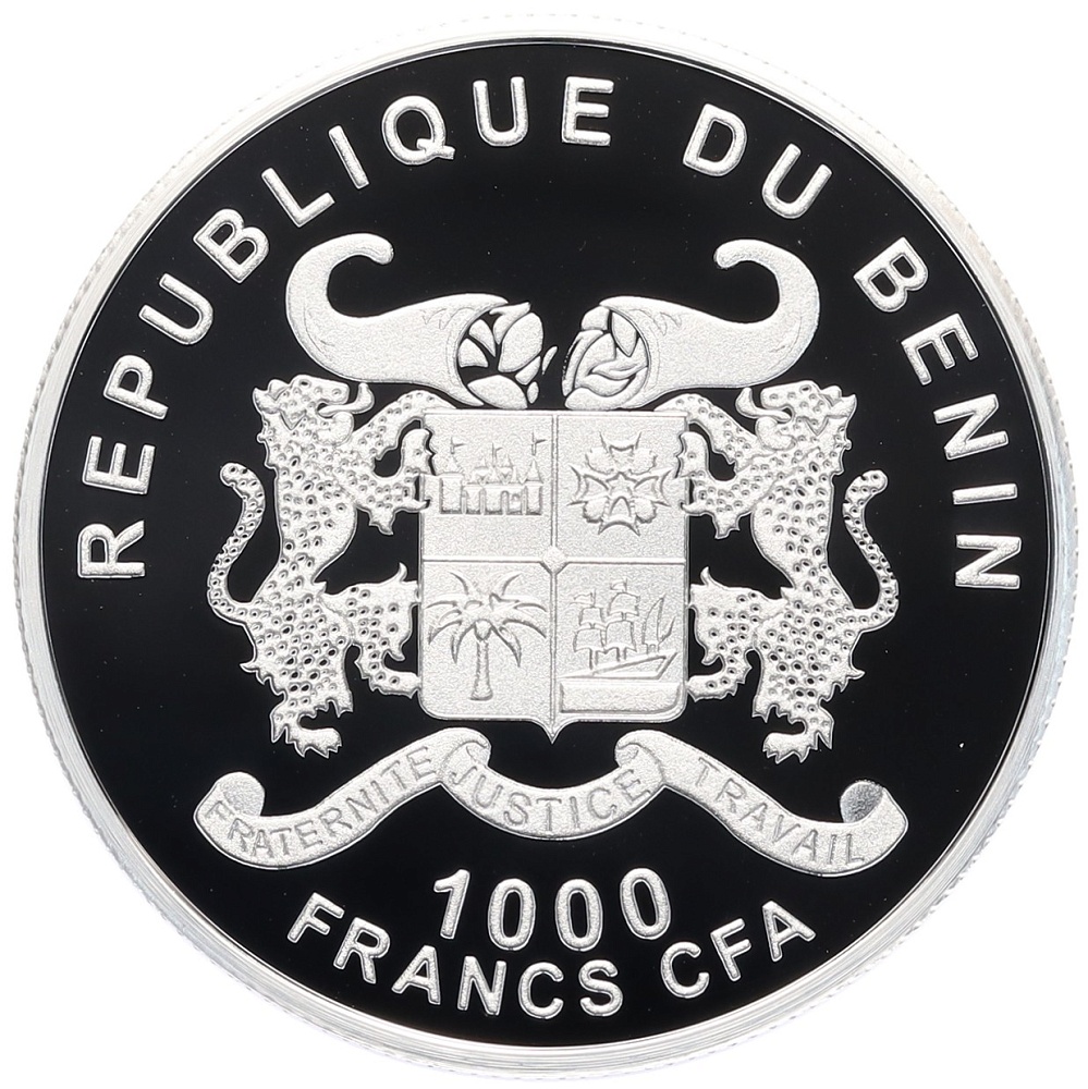 1000 франков 2014 года Бенин «Романтические места — Барселона» (в блистере) — Фото №2
