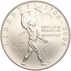 1 доллар 2006 года Р США «300 лет со дня рождения Бенджамина Франклина» — Фото №1