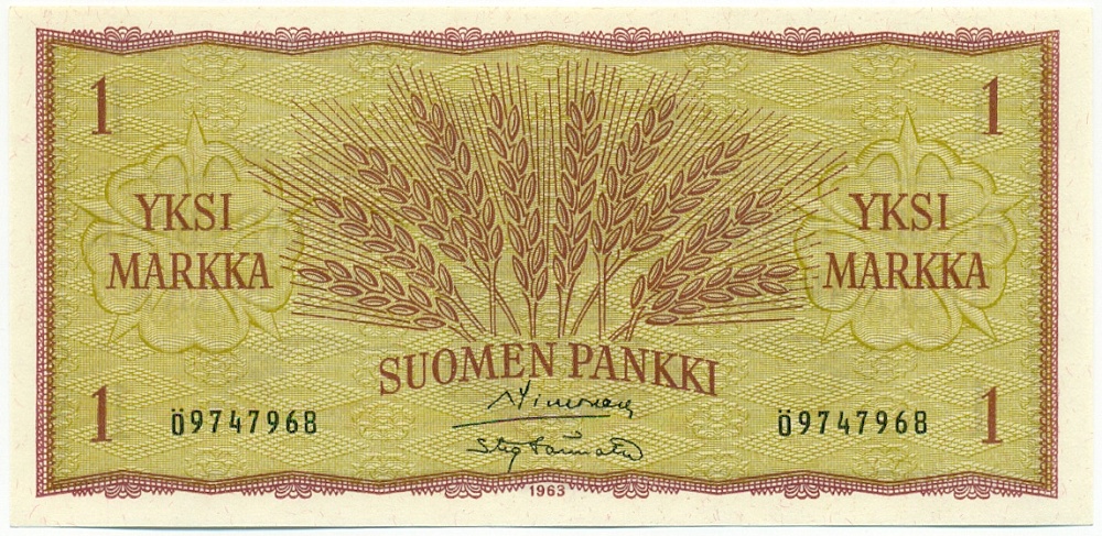 1 марка 1963 года Финляндия — Фото №1