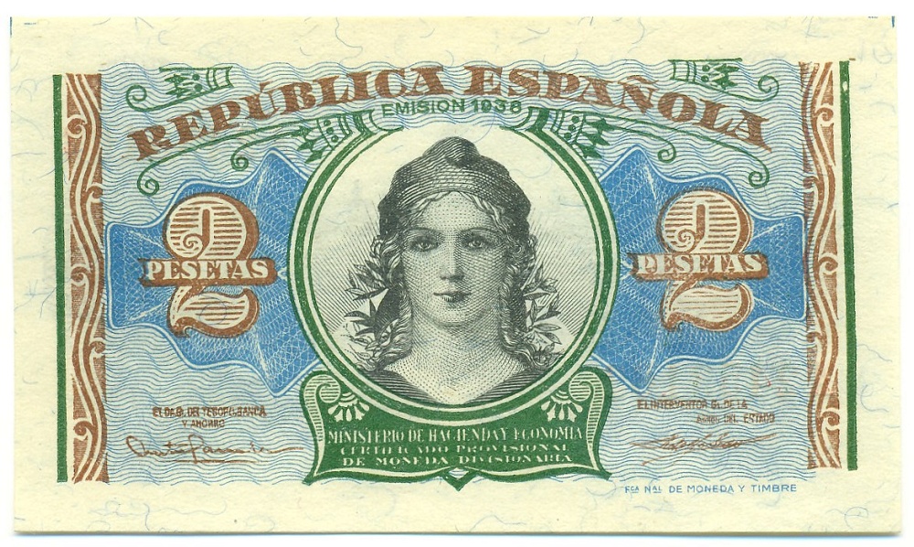 2 песеты 1938 года Испания — Фото №1