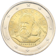 2 евро 2014 года Италия «450 лет со дня рождения Галилео Галилея» — Фото №1
