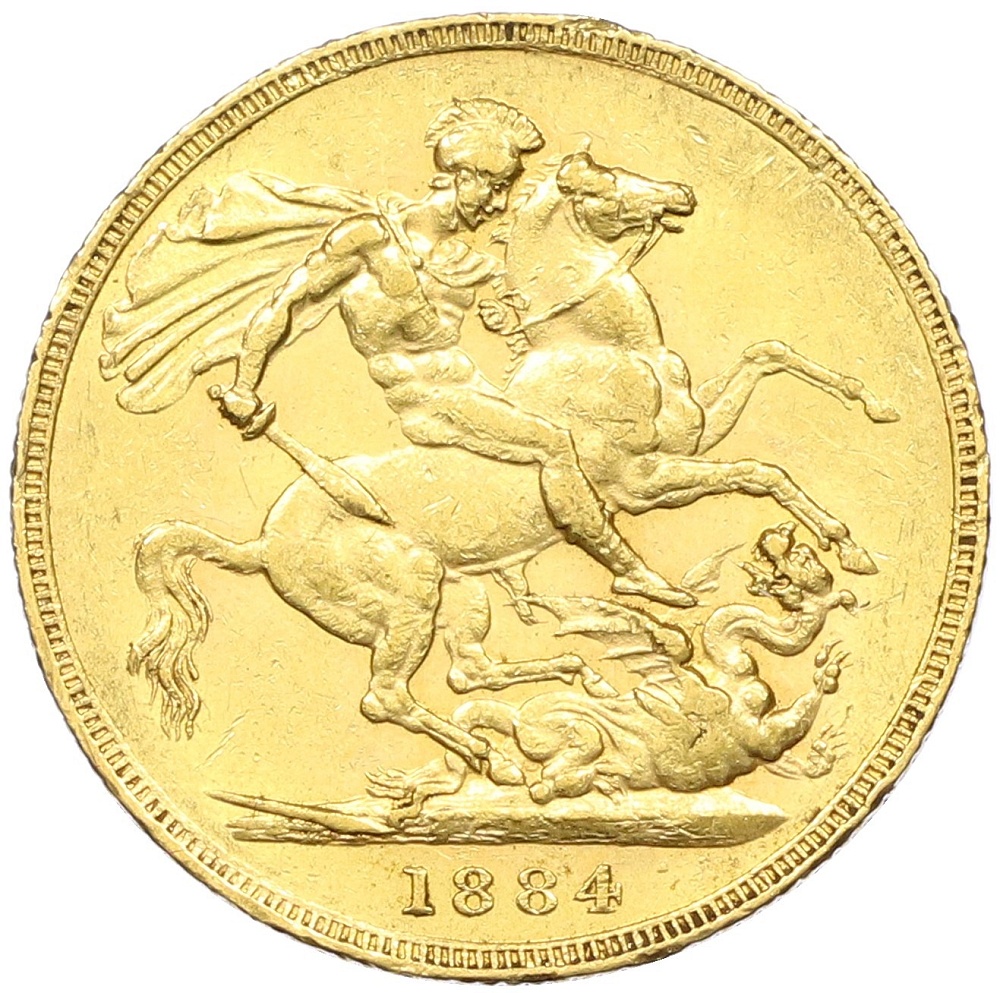 1 соверен 1884 года М Австралия (Королева Виктория) — Фото №1