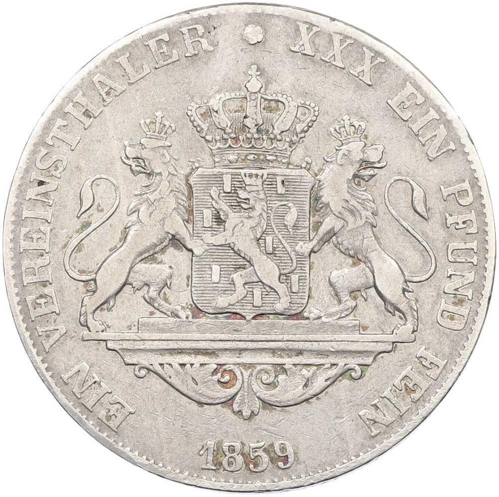 1 союзный талер 1859 года Нассау — Фото №2