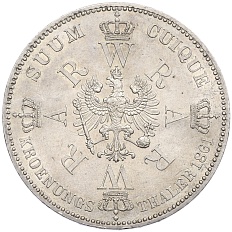 1 талер 1861 года Пруссия «Коронация Вильгельма I и Августы» — Фото №2
