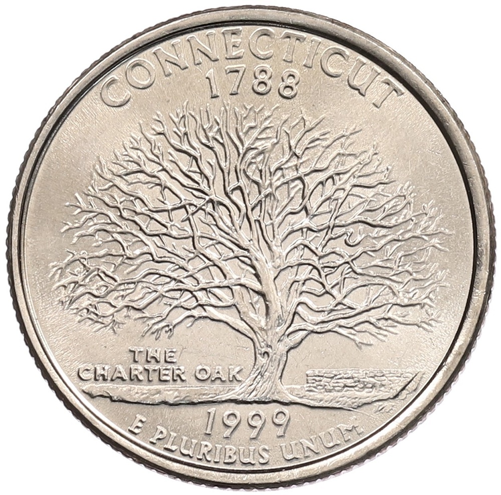 1/4 доллара (25 центов) 1999 года P США «Штаты и территории — Коннектикут» — Фото №1