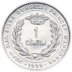 1 сентим 1999 года Андорра «ФАО» — Фото №2