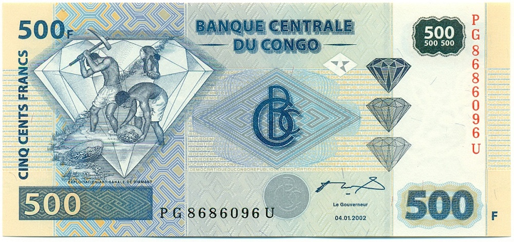 500 франков 2002 года Конго (ДРК) — Фото №1