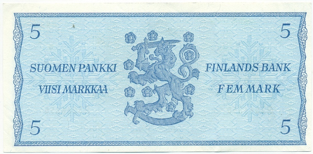 5 марок 1963 года Финляндия — Фото №2