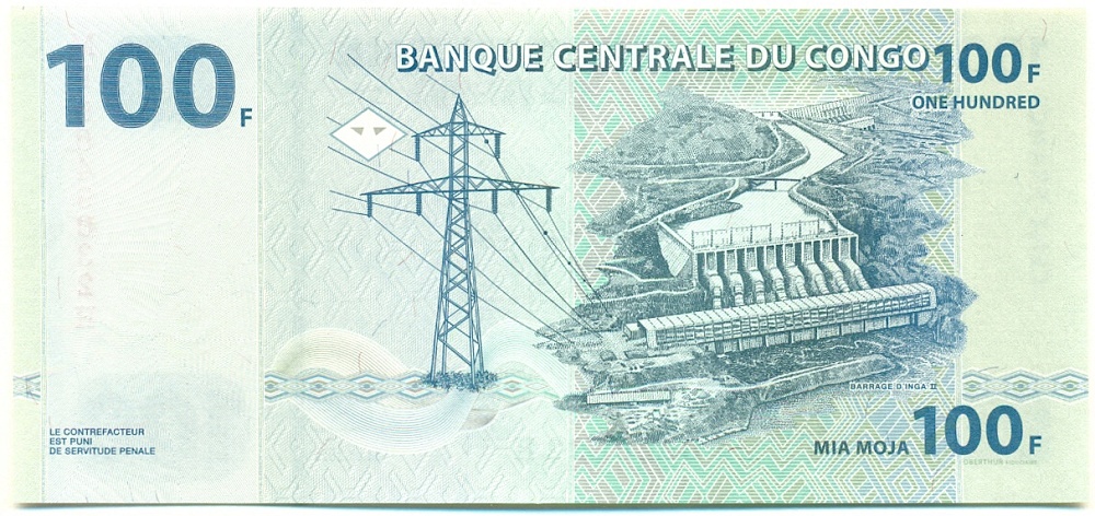 100 франков 2022 года Конго (ДРК) — Фото №2