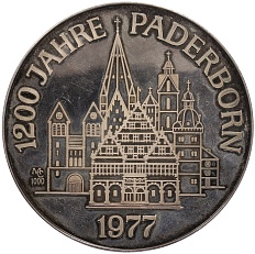 Настольная медаль 1977 года Западная Германия (ФРГ) «1200 лет городу Падерборн» — Фото №2