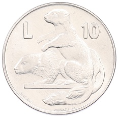 10 лир 1975 года Сан-Марино «Любовь у животных» — Фото №1