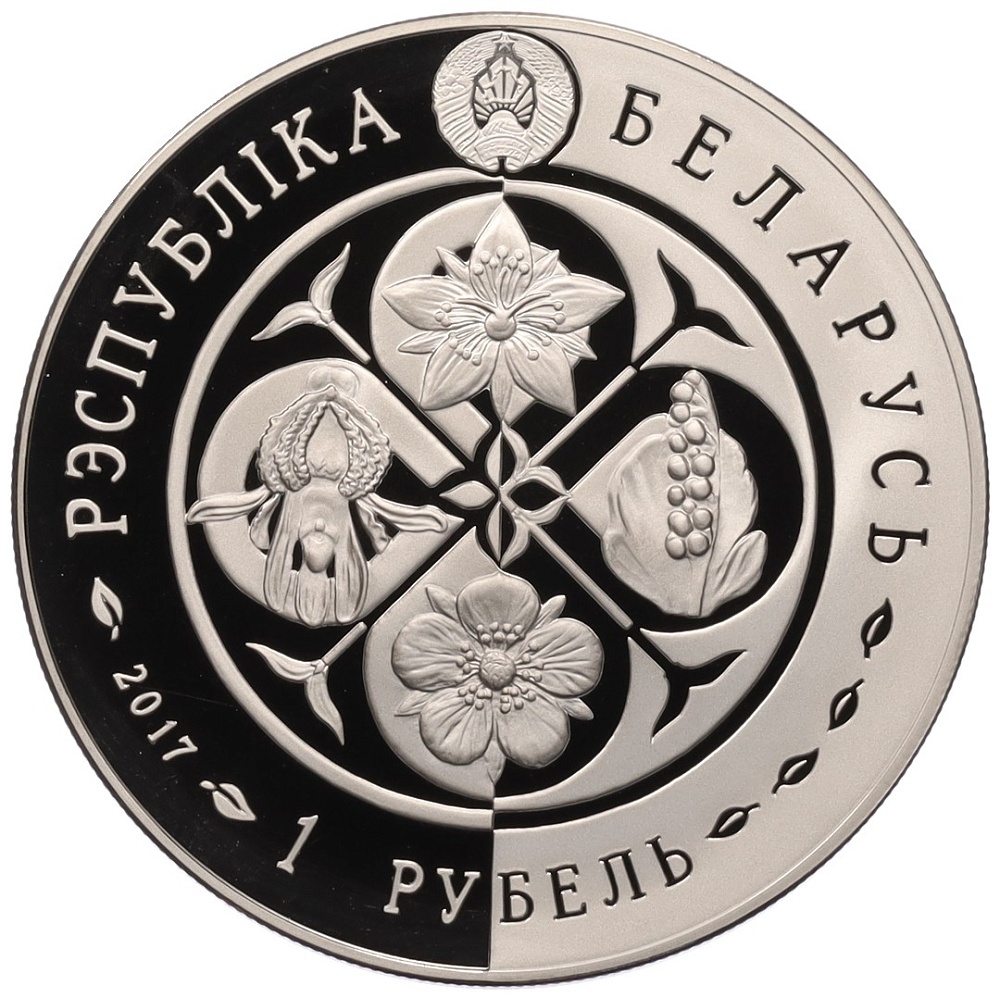 1 рубль 2017 года Белоруссия «Возрожденные растения — Лапчатка скальная (Potentilla rupestris)» — Фото №2