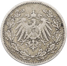 1/2 марки 1905 года J Германия — Фото №2