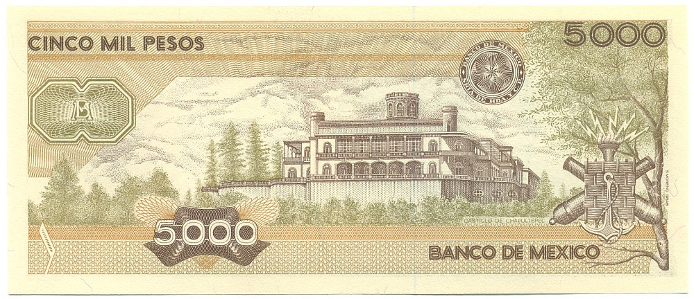 5000 песо 1987 года Мексика — Фото №2