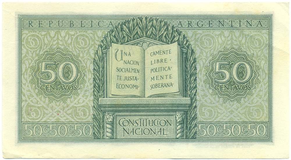 50 сентаво 1950-1951 года Аргентина — Фото №2