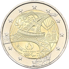 2 евро 2024 года Франция «XXXIII летние Олимпийские игры в Париже 2024 года — Эйфелева башня» — Фото №1