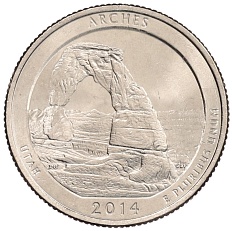 1/4 доллара (25 центов) 2014 года P США «Национальные парки — №23 Национальный парк Арки» — Фото №1