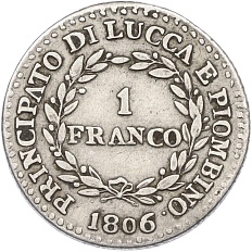 1 франк 1806 года Лукка и Пьомбиньо — Фото №2