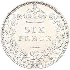6 пенсов 1890 года Великобритания — Фото №1