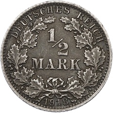 1/2 марки 1918 года A Германия — Фото №1
