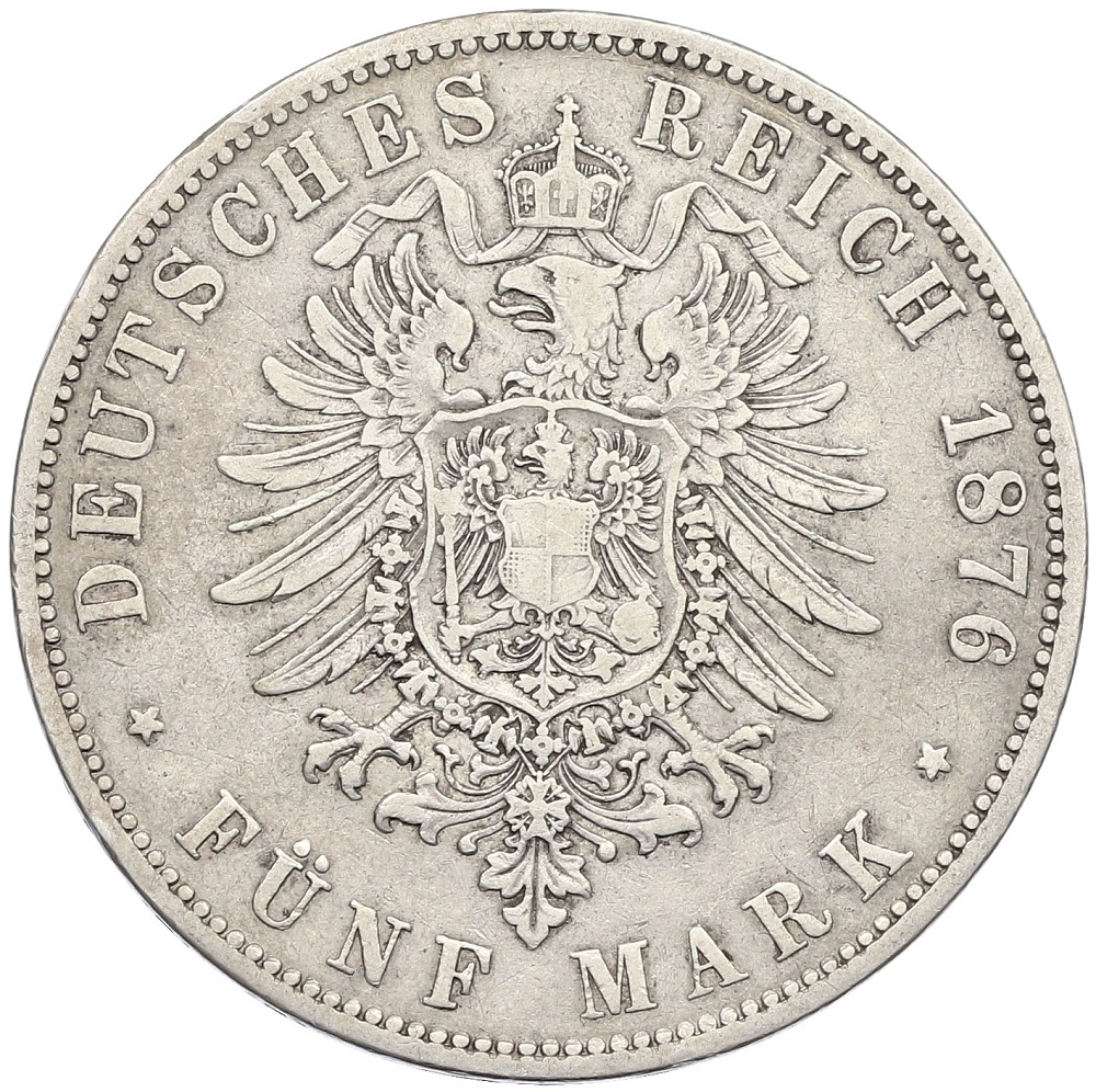 5 марок 1876 года Германия (Пруссия) — Фото №2