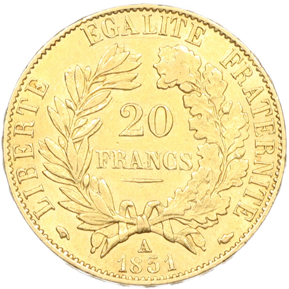 20 франков 1851 года A Франция — Фото №1