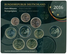 Набор из 9 евромонет 2016 года F Германия — Фото №1