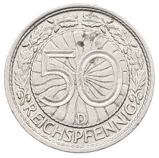 50 рейхспфеннигов 1928 года D Германия — Фото №2
