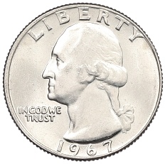 1/4 доллара (25 центов) 1967 года США — Фото №1