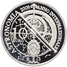 10 евро 2009 года Италия «Международный год астрономии» — Фото №2
