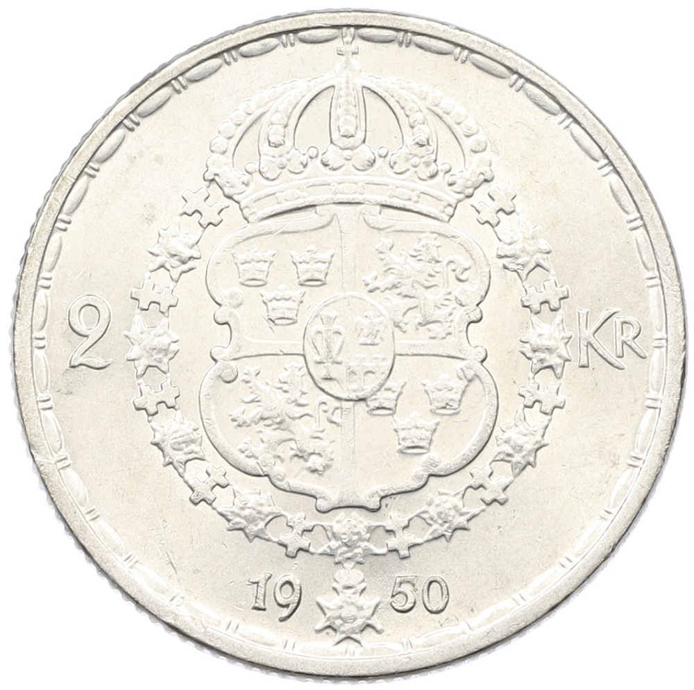 2 кроны 1950 года Швеция — Фото №1