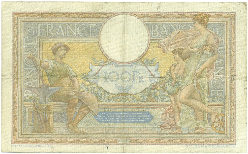 100 франков 1936 года Франция — Фото №2