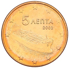 5 евроцентов 2002 года Греция — Фото №1