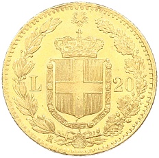 20 лир 1882 года Италия — Фото №2