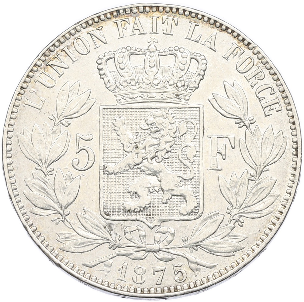 5 франков 1875 года Бельгия — Фото №1
