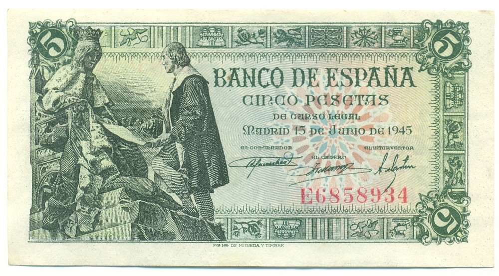 5 песет 1945 года Испания — Фото №1