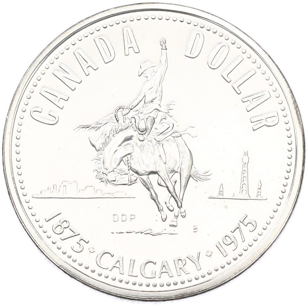 1 доллар 1975 года Канада «100 лет городу Калгари» — Фото №1