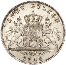 2 гульдена 1848 года Бавария — Фото №2