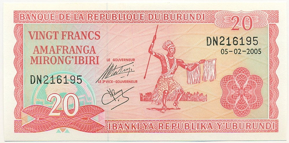 20 франков 2005 года Бурунди — Фото №1