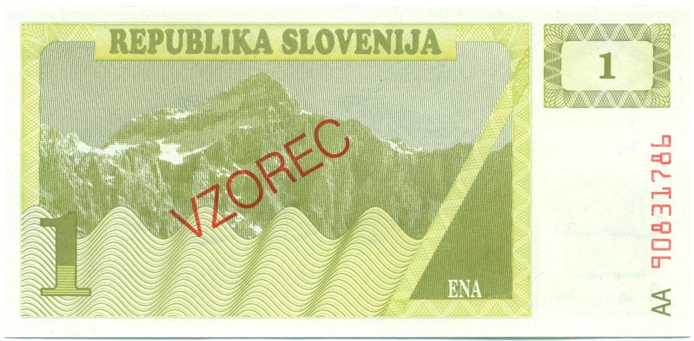 1 толар 1990 года Словения (Образец) — Фото №1