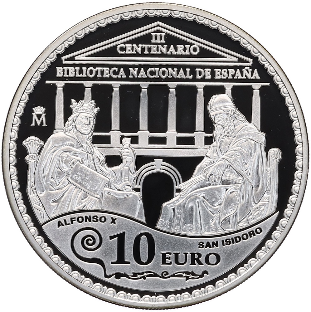 10 евро 2012 года Испания «300 лет национальной библиотеке Испании» — Фото №1
